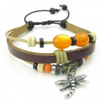 KONOV Leather Bracelet Dragonfly Adjustable