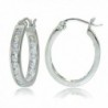 Sterling Silver Cubic Zirconia Channel-Set Inside-Out Oval Hoop Earrings - Sterling Silver - CI12MXJVS68