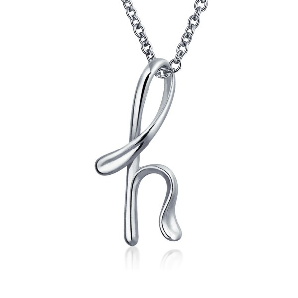 Bling Jewelry Sterling Silver Letter H Script Initial Pendant Necklace 18 inches - CY114G1V1DL