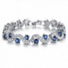 Starista Platinum Plated Blue Cubic Zirconia Bangle Bracelet for Women Luxury Wedding Accessory - CH12CFIZPZ1