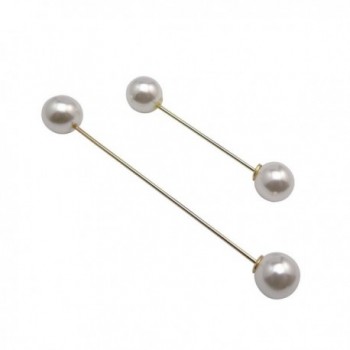 L'vow Black White Elegant Temperament Double Faux Pearl Brooch Pins Pack of 2 - CI12E9G0M8R