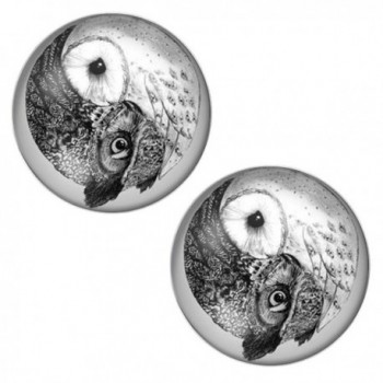LilMents Yin Yang Owls Entwined Mens Womens Stainless Steel Stud Earrings - CS12ET5BHAT