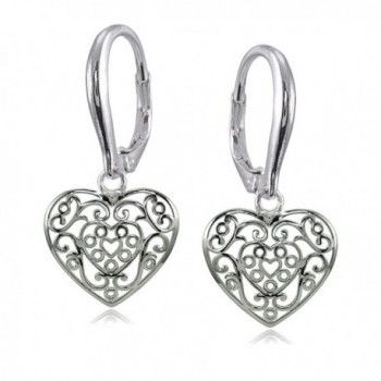 Sterling Polished Filigree Leverback Earrings