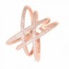 Rose Gold Double Criss Cross Ring CZ Pave Crossover Fashion Band Size 6 7 8 9 - CF182ZLKILD