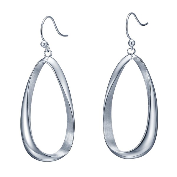 SILVERAGE Sterling Silver Twisted Hoop Earrings Oval Round Dangle Teardrop Earrings For Women - CM12JFSKWGB