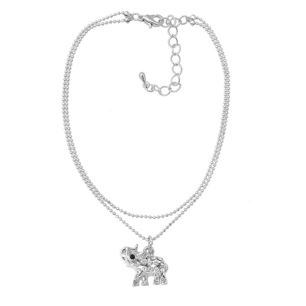 Spinningdaisy Silver Plated High Gloss Crystal Elephant Anklet - CM11DZ1S2WB