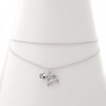 Spinningdaisy Silver Plated Crystal Elephant in Women's Anklets