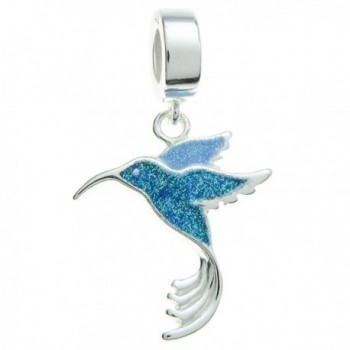 Sterling Silver Hummingbird Enamel European Style Dangle Bead Charm - CX11A0MM4HV