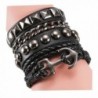 Friendship Gift Black Ropes Bracelet Womens Mens Genuine Leather Anchor Wrap the Christmas Gift - Black - CH128SWT0EF