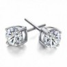 JIAEN 3-10mm Sterling Silver Round Clear Cubic Zirconia Stud Earring (4mm) - CE12847F2R3