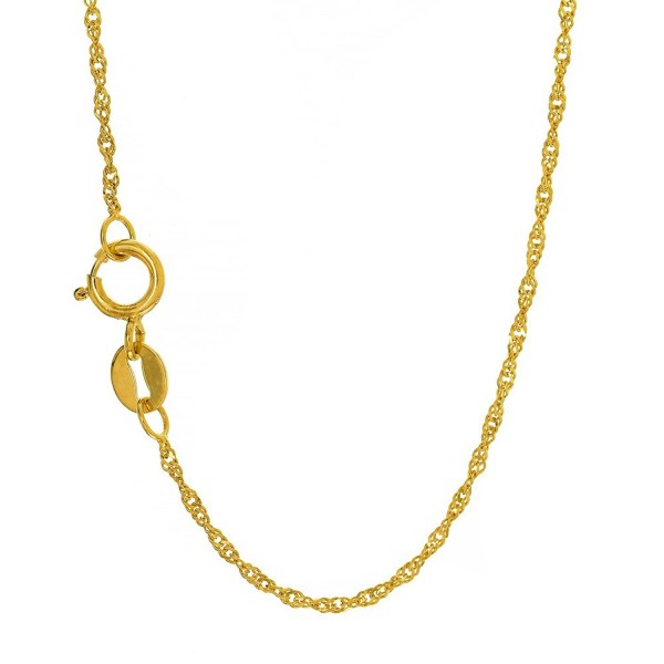 JewelStop 10k Solid Yellow Gold 1 mm Singapore Chain Necklace- Spring Ring Clasp - 20" - CX11XVS5QYZ