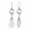 Gem Avenue 925 Sterling Silver Twisted Sphere Swirl Design French wire Dangle Earrings - CU11B1O29VJ