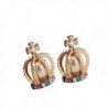 Crown Chaped Stud Earring with Colorful Crystal Artificial Pearl - C411G6DOWU1