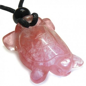 Amulet Lucky Charm Turtle Simulated Cherry Quartz Crystal Healing Powers Pendant Necklace - CS1108W6WTP
