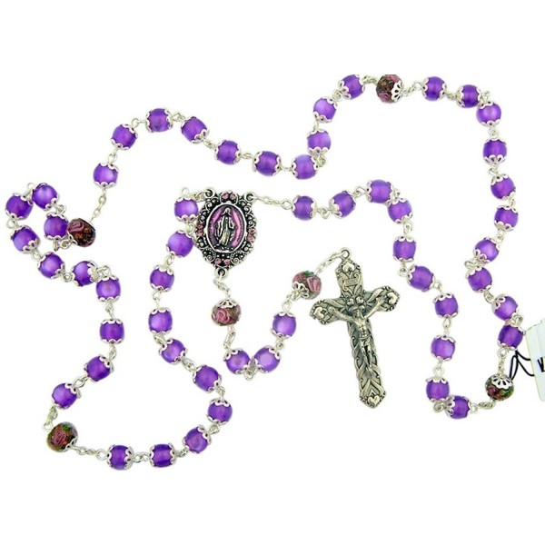 Our Lady Rosary with Purple Catseye Our Father Prayer Beads - CG11PH09HWH