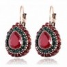 Menglina Fashion Ethnic Vintage Raindrop Shaped Stud Earrings With Resin and Crystal Inlaid - red - CY18332R630