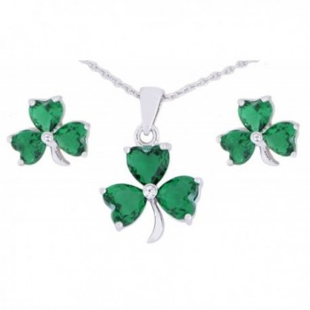 Irish Cro&iacute Shamrock Necklace & Earrings Set With Swarovski Crystal Stones - CY12LJ5JZ2P