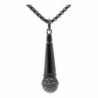 Xusamss Hip Hop Stainless Steel Microphone Tag Pendant 22" Chain Necklace - Black - C3182Y57CSR
