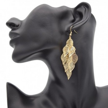 Maying Boho Women's Gold-tone Leaf Party Long Dangle Earrings - Gold - CL12O10JPA0