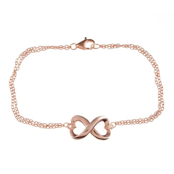 Sterling Silver Rose-Gold Plated 7" Extension Infinity Figure 8 Heart-Designed Bracelet - CT11C4ZKGR3