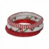 Red-Green-White Beaded Bracelets Set-seed Beads-nepal-roll on-flower - CR1207526FL