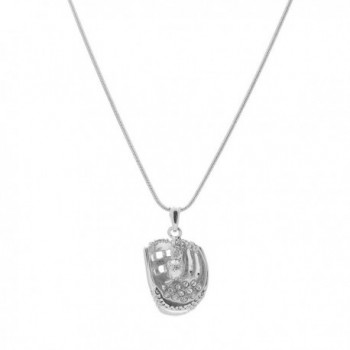 chelseachicNYC Silver Crystal Softball Glove and Hanging Ball Necklace - CV129G32IL7