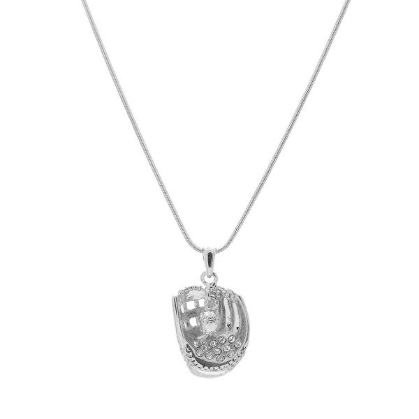 chelseachicNYC Silver Crystal Softball Glove and Hanging Ball Necklace - CV129G32IL7