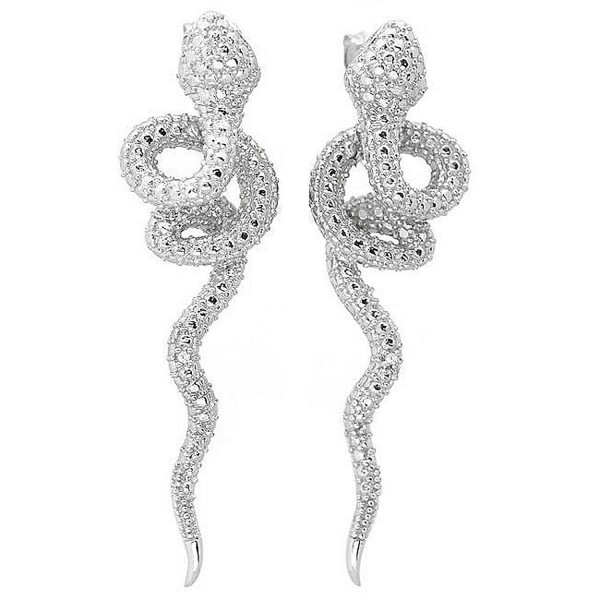 De Buman Sterling Silver Diamond Snake Earrings (G-H- SI1-SI2) - CW119SFJWJ5