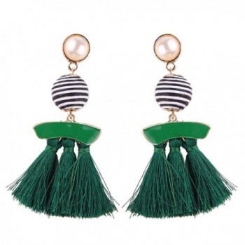 Fashion Bohemian Bead Fringe Long Dangle Earrings Soriee Drop Earrings Beaded Tassel Ear Drop Studs - C3186XZTQIL