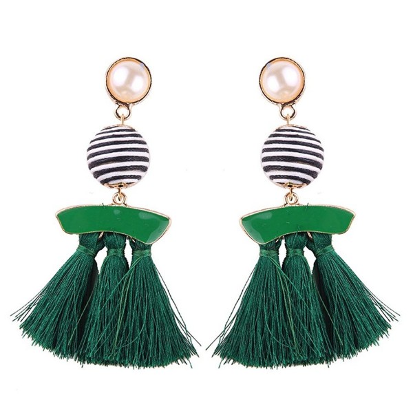 Fashion Bohemian Bead Fringe Long Dangle Earrings Soriee Drop Earrings Beaded Tassel Ear Drop Studs - C3186XZTQIL