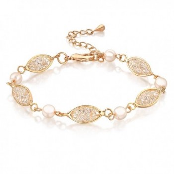 Mytys Gold Mesh Cubic Zirconia Crystal Beaded Tennis Fashion Bracelets - C411A0OBZZB