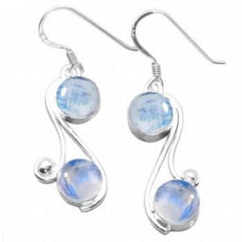 Moonstone Silver Earrings Sterling Jewelry - Rainbow Moonstone - CG126B9251R