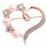 Epinki Women Brooch- Stainless Steel Pearl Love Heart Pearl Brooches and Pins Wedding Brooch - Rose Gold - CB12MBZHS8Z