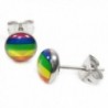 Pair Stainless Steel Gay Pride Rainbow Post Stud Earrings 7mm - CP11CAXS1ZR