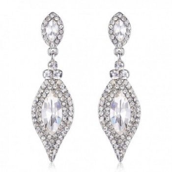 Janefashions BRIDAL AUSTRIAN CRYSTAL RHINESTONE SILVER CHANDELIER DANGLE EARRINGS GIFT E2087 (White) - CE12O7CDGQL