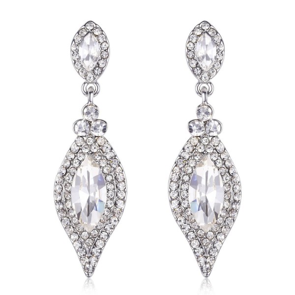 Janefashions BRIDAL AUSTRIAN CRYSTAL RHINESTONE SILVER CHANDELIER DANGLE EARRINGS GIFT E2087 (White) - CE12O7CDGQL