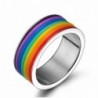WINCAN Stainless Steel LGBT Gay& Lesbian Rainbow Engagement Ring - CN12FKLEXN5