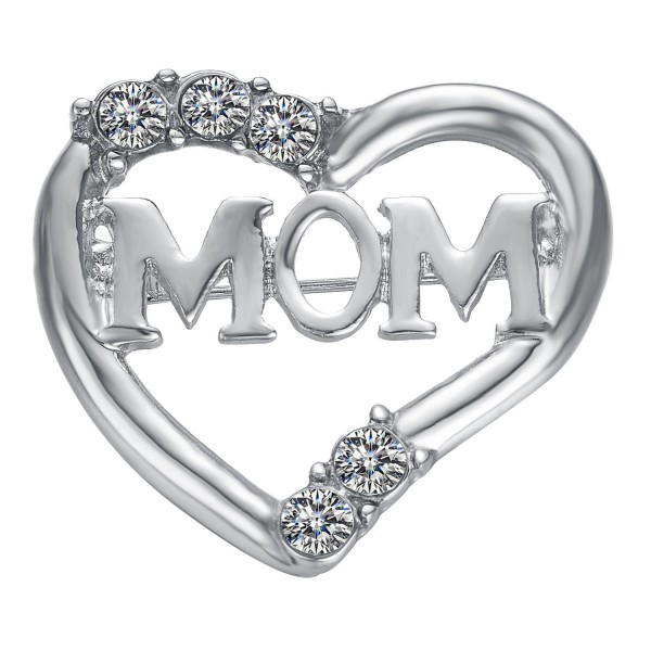 Yoursfs Heart Brooch For Women Cluster Micro Pave Clear Austrian Crystal Love Heart Brooch Pin - Mom - CU11VJZUN6X