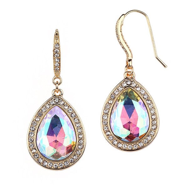 Mariell Gold AB Crystal Pear-Shaped Dangle Earrings for Wedding Parties- Prom- Bridesmaids & Fashion Glam - CD12NUECDH7