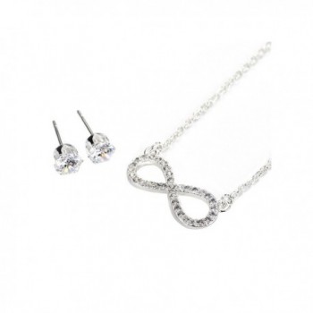 Neoglory Platinum Plated Cubic Zirconia Infinity Necklaces Stud Earrings Jewelry Sets for Sensitive Skin - CQ12N766PYR