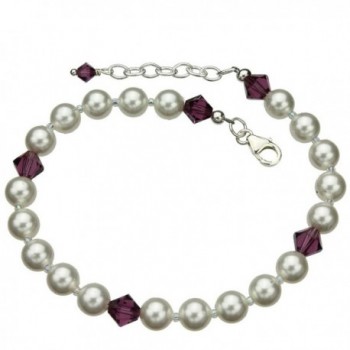 Sterling Silver Ankle Bracelet- Simulated Pearls Made with Swarovski Crystals 9"+1" Extender - C311G0TSHGB