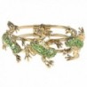 EVER FAITH Women's Austrian Crystal Vintage Inspired 3 Frogs Bangle Bracelet - Green Antique Gold-Tone - C811BGDIZ0J