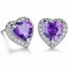 Vesil Women Purple Heart AAA Cubic Zironia Stud Earrings - Purple - CH126SE8L9F