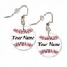 Personalized White Baseball Button Dangle Sports Earrings - C017Y28KOLN