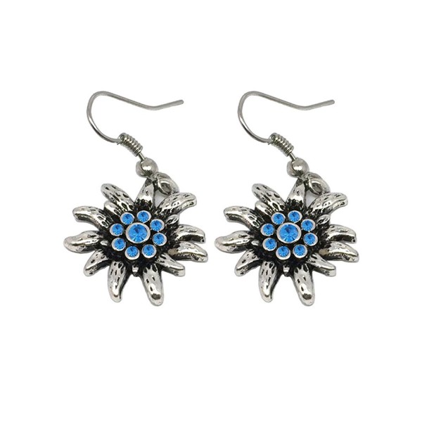 Bodai Traditional German Dirndl Bavarian Earrings Rhinestone Edelweiss - Blue - CG17YX8AIMC