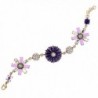 Fashion Gold-Plated Diamond Flower Rhinestone Drop Adjustable Link Strand Bracelet Jewelry for Women - C2185K8KX76
