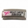 Breast Cancer Survivor ID Alert Italian Charm for Bracelet - C91196VQYLZ
