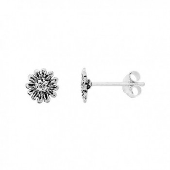 Tiny Sterling Silver Flower Stud Earrings 5/16 inch - CI111B27Z4H