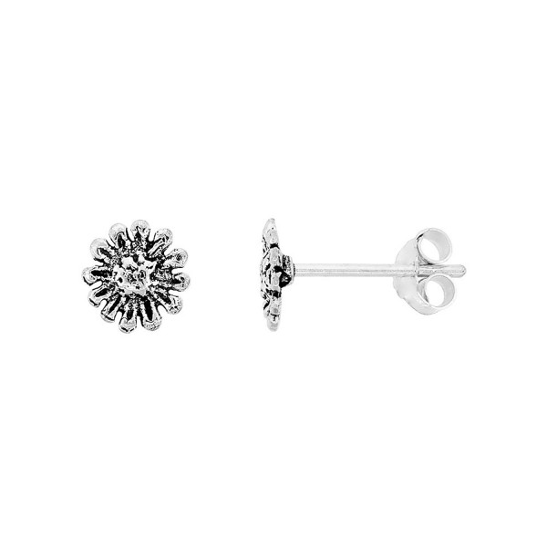 Tiny Sterling Silver Flower Stud Earrings 5/16 inch - CI111B27Z4H