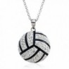PammyJ Large White and Crystal Volleyball Pendant Necklace- 18" - CI117RROCPP